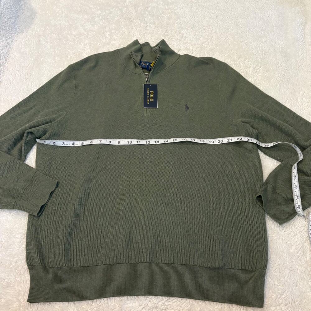 Polo Ralph Lauren Mens Green Quarter Zip Preppy Classic XXL Cotton Country Club - Picture 4 of 8